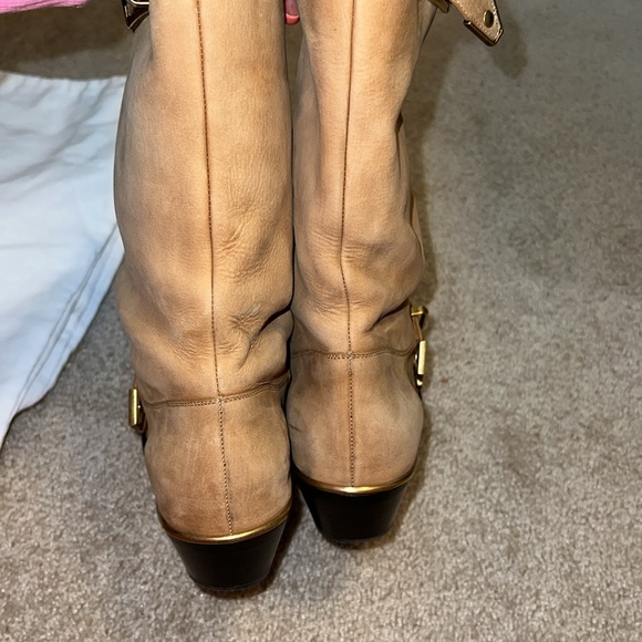 CHLOE Susanna Buckle Strap Mid Calf Boot Tan Brown Suede Low Heel EUR 37.5 - Picture 6 of 15